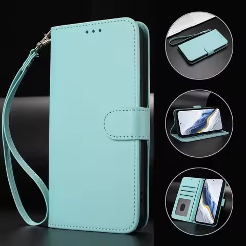 Solid Color Wallet Leather Flip Case for OPPO A17 A18 A40 A60 A80 A58 A78 A79 Realme C63 C83 C85 C10