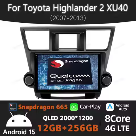 Android 15 Car Radio For Toyota Highlander 2 XU40 2007 - 2013 Multimedia Stereo Video Player DSP NAV