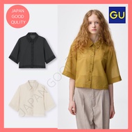 【GU】New in June 2025 GU Japan store limited sheer shirt (5/8 sleeve) Q 09 BLACK 30 NATURAL 48 YELLOW