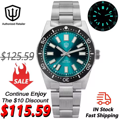 Watchdives WD1965 V2 Watch VH31 Sweep Second Movement Luminous Domed Sapphire Crystal 20Bar Waterpro