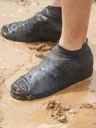 1套戶外乳膠雨靴防水鞋套，可反覆使用多種顏色可選，耐用矽膠戶外鞋套乳膠自行車雨靴套可重複使用防塵防水(32-40)