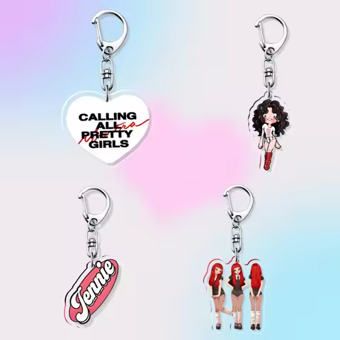JENNIE Hallyu Jane Top Female Kpop Star Acrylic Keychain Lovely Bag Charm New Pendant Ruby Fan Key C