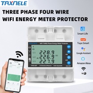 TUYA WiFi Smart Circuit Breaker 3 Phase 4 Wire Over Under Voltage Protector 380V 80A Relay Energy Po