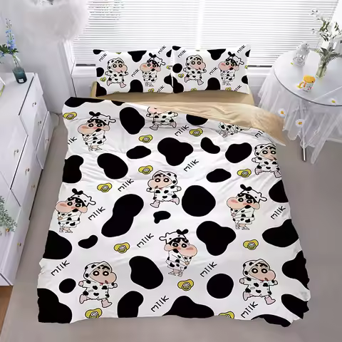 Cartoon Shin-chan Duvet Cover Luxury Crayon Shin-chan Bedding Set Pillowcase 2/3/pcs Adult Children 