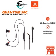 JBL Quantum 50C In-ear gaming headset with USB-C adapter for multiple device compatibility, volume s