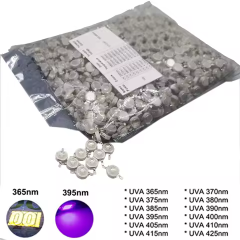 1-50pcs 3W UV Purple LED Ultraviolet Bulbs Lamp Chips 365nm 375nm 380nm 385nm 395nm 400nm 405nm 410n