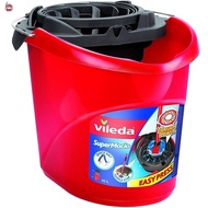 LSJ Vileda Super Easy Torsion Wringer Power Mop Bucket Red SuperMocio EasyPress OuickDry10 Liter Cap