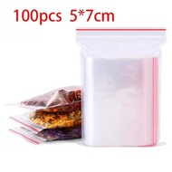 Original 100/Pcs Pack Resealable Plastic Selaing Bags Clear Poly Reusable Bag Food Storage Reclosabl