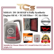 NISSAN 5W-30 SP/GF-6 Fully Synthetic Engine Oil 4L + TC Oil Filter + TC Air Filter