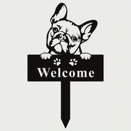 Bulldog Art Deco Garden Stake - Exquisite Metal Decoration - Durable Memorial Marker - Ideal Gift fo