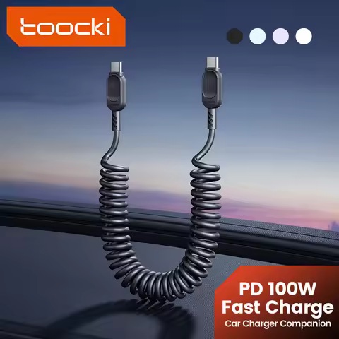 Toocki PD100W USB C to Type C Cable for Xiaomi 13 LG 1.8m TPU Spring Fast Charging Charger USB C Cab