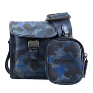 COACH C5326 CHARTER 品牌迷彩二合一寬背帶斜背小包.深藍