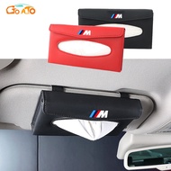 GTIOATO BMW M Car Sun Visor Tissue Storage Box Case Auto Paper Towel Leather Tissue Box Car Organize