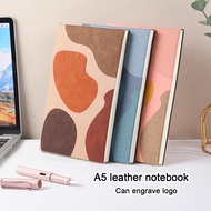 (Can Engrave Logo) A5 soft leather study notebook, meeting minutes pad, business journal, student di