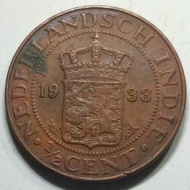 Uang koin Kuno Mini Benggol Tahun Kunci 1/2 Cent 1938 Detail Tp 1479