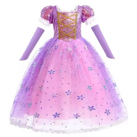★UWACOS Rapunzel LED Princess Dress for Anna Rosalina Elsa Wish Asha Halloween Carnival Birthday Par