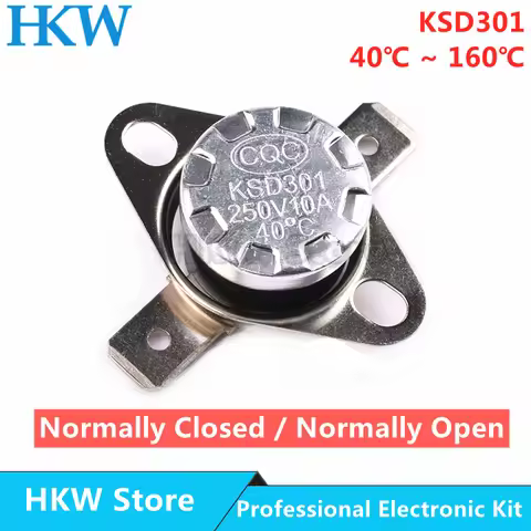 2pcs Bimetal thermostat KSD301 Temperature Switch Thermal Control 40~160C Degree Celsius Manual Rese