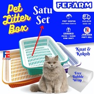 Baskom Kotak + Saringan (1SET) Numan 2in1 Saringan Wadah Bak Pasir Kucing Jaring Kucing Litter Box With Filter Wood Pellet FEFARM