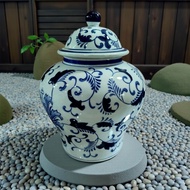 Guci Toples Keramik China Tochin Biru Putih Import Guci Porselen Dekorasi Rumah