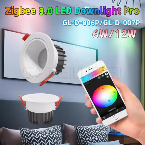 Gledopto Zigbee 3.0 LED Downlight Pro 6W/12W GL-D-006P/007P Smart RGBCCT Rating IP54 Work With Tuya 