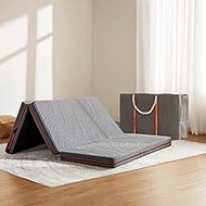 SweetNight Trifold Mattress with Carry Bag - 4 Inch Portable Floor Mattress with Breathable &amp; Washable Cover | Foldable Mattress Topper for Travel, Camping, Guest Grey Full