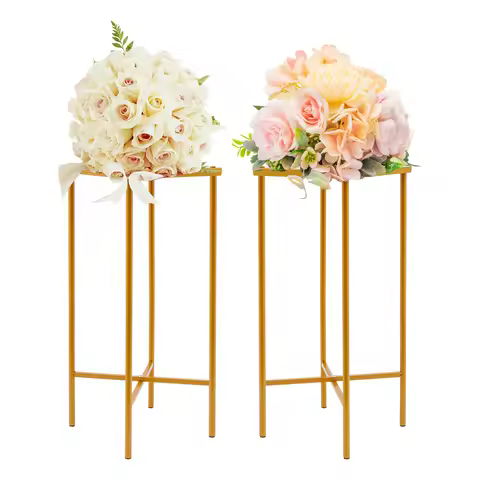 2 Pieces Wedding Flower Stand Gold Flower Stand Wedding Centerpieces Flower Stand Gold 23*23*57cm