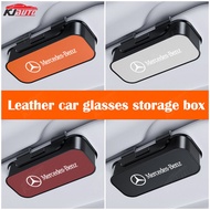 Mercedes Benz Car Sunshade Glasses Box Sunglasses Leather Storage Box Car Interior Accessories for A