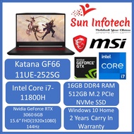 [Brand New] MSI GF66 11UE-252SG Gaming Laptop (i7-11800H | 16GB RAM | RTX 3060 | 15.6" FHD 144hz | WIN 10 HOME)