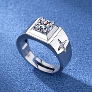 Authentic Imported American Moissanite Ring Mens 18K Platinum 1 Carat CZ Diamond Ring Business Simpl