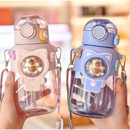 Large Capacity Super Cute Bear Water Bottle Water Bottle Straw Plastic Cup (680ml) Daily Large Capac