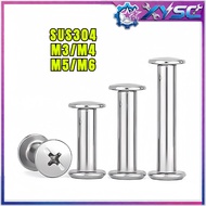 304 Stainless Steel Flat Head Chicago Binding Screw Rivet Screw With Nut Fastener M3 M4 M5 M6 L4‑160