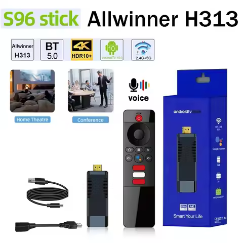 S96 ATV Smart TV Stick 2GB/16GB Android 10.0 AllWinner H313 Quad core 4G/5G Dual WiFi BT5.0 Voice Re