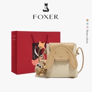 FOXER Women's Crossbody Bag Cute Rabbit Genuine Leather Mini Phon