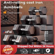 Rubberized Hexagon Dumbbell with Metal Handle – 5lbs-25lbs for Home Gym Strength Training