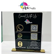 CUSTOM QR CODE STAND ACRYLIC UV PRINT | 100% Waterproof [ WhatsApp QR, Bank QR ]