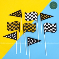 Set of 2 large size F1 Racing Flags used to decorate birthday cakes - Cake Decoration Accessories