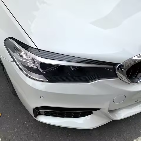 2Pcs Car Headlight Lamp Eyebrows Cover Trim Stickers For BMW 5 Series G30 525i 530i 2017-2020 Model
