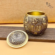 Cornucopia Tea Ceremony Cylinder with Lid Brass Storage Cylinder Decoration Living Room Tea Set Deco