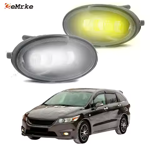 2x Front Full LED Fog Lights with Cut-Line Lens White / Yellow Color Fog Lamp for Honda Stream RSZ R