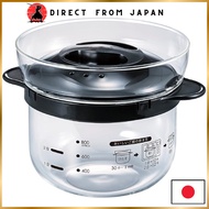 HARIO Glass Rice Cooker for 1-2 Cups - Microwave Safe - Black - Made in Japan - Perfect Gift