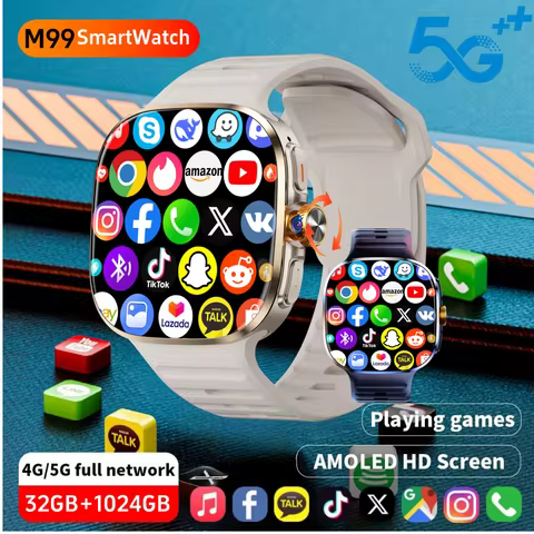 M99 Smartwatch 2.4inch Larger Amoled Screen Smart Watch With 190° Rotating Camera 12 Panel Menu 2100