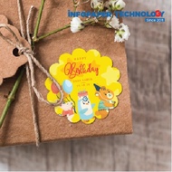 Birthday Label 100's Sticker Box Sticket Cartoon label Custom name Print gift box label