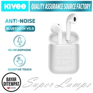 KIVEE Headset Earphone Bluetooth TWS Mini ORIGINAL 100% Universal Cancellation Android and iOS EXTRA