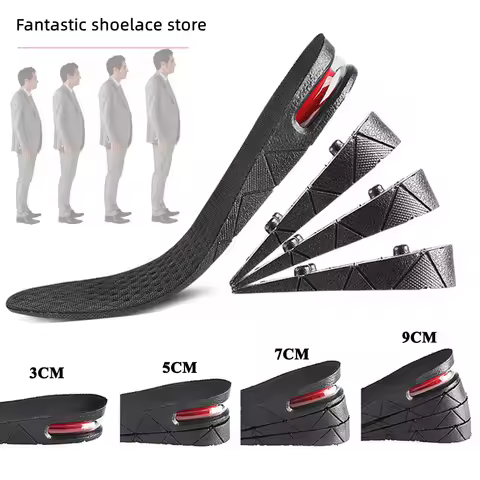 Men Women 3-9cm Height Increase Shoe Insole Breathable Variable Height Insert Absorbant Foot Pads Ad