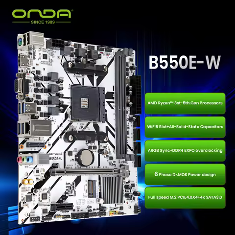 ONDA B550 AM4 Motherboard-Ryzen 5600G/5700X/4750G Ready,Dual DDR4,M.2 NVMe PCIe Gen4,Dedicated M.2 W