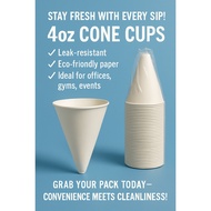 Paper Cone Cups with Rim, 4oz, 200 Cups, Golden Cup Brand