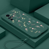 YBD Straight Edge Skin Feel Phone Case for Infinix Zero X Neo Infinix Zero X Pro X6810 X6811 X6811B Fresh Flower Pattern with Hanging Rope