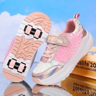 Kids 4 Wheels Roller Skating Shoes With Wings Walking Shoes Detachable Wheels Roller Skate Shoes For