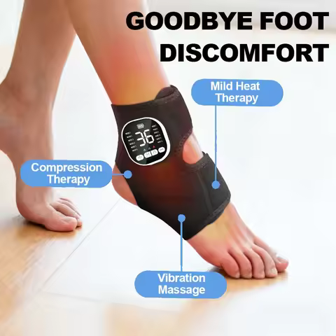 Electric Ankle Massager EMS Foot and Ankle Massager 36 Modes Vibration Ankle Heating Pad for Pain Re