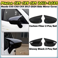 Mazda CX5 CX8 CX9 2017-2025 Carbon Fiber Side Mirror Cover Exterior Car Accessories  2pcs/Set